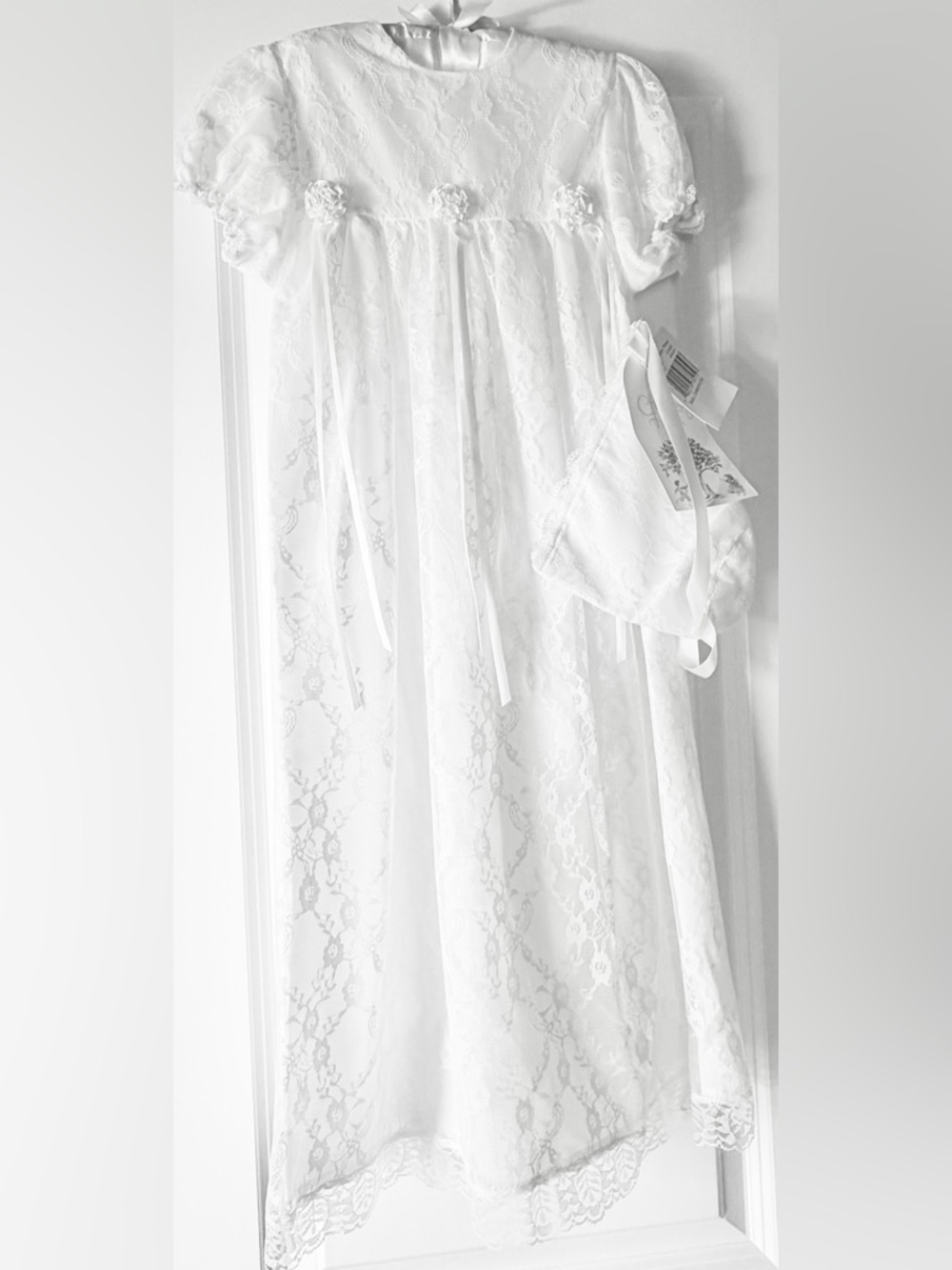 New Lace Christening/ Baptism Wedding Gown, Bonnet AND Travel Bag! 24 Months